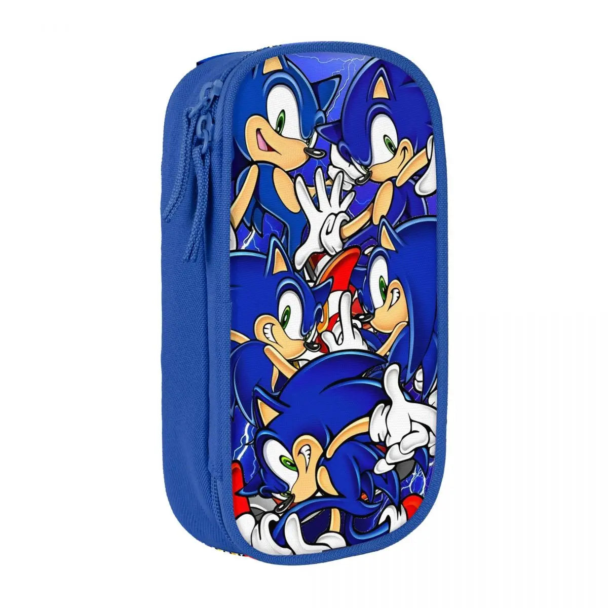 Cartoon Pencil Cases Cute Blue Hedgehogs Shadow  Pen Box Bags Student Large Storage School Supplies Zipper Pencilcases