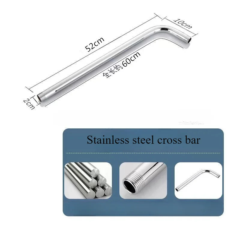 Shower Head Extension Arm Wall Mounted Stainless Steel Rainfall Extend Pipe Tube Shower Holder Base Bathroom Accessories