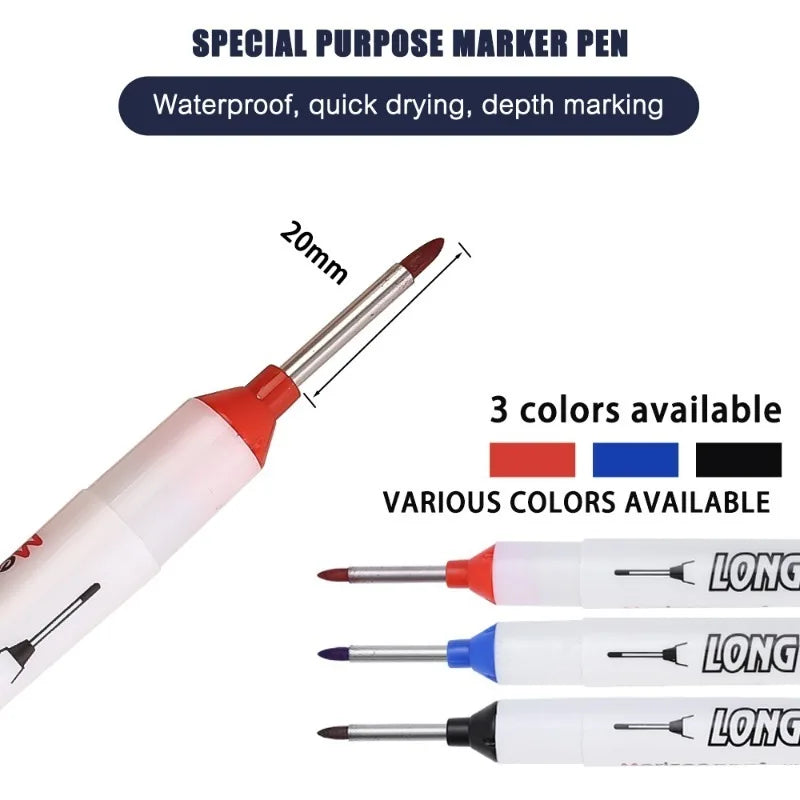 1-3PCS 20mm Deep Hole Long Nib Head Markers Bathroom Woodworking Decoration Permanent Marker Pencil Tools Metal Perforating Pen
