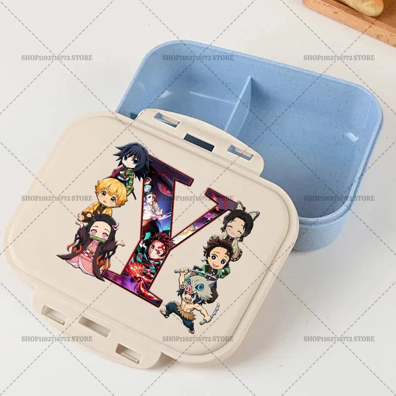 Demon Slayer Lunch Box Anime Letter A-Z Food Storage Containers Kids School Picnic Bento Boxes Office Dinner Case Boy Girl Gift