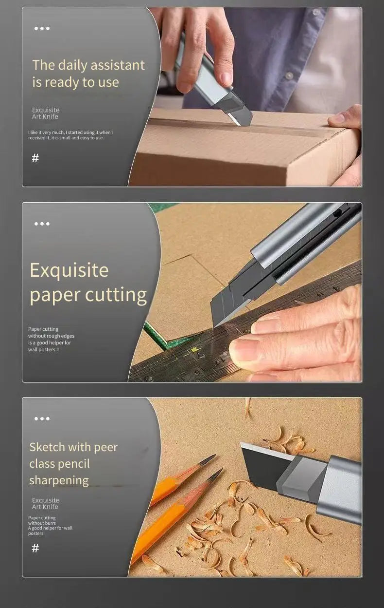 Heavy-Duty Stainless Steel Utility Knife - Large Cutter for Wallpaper, Unboxing, Crafts & General Use