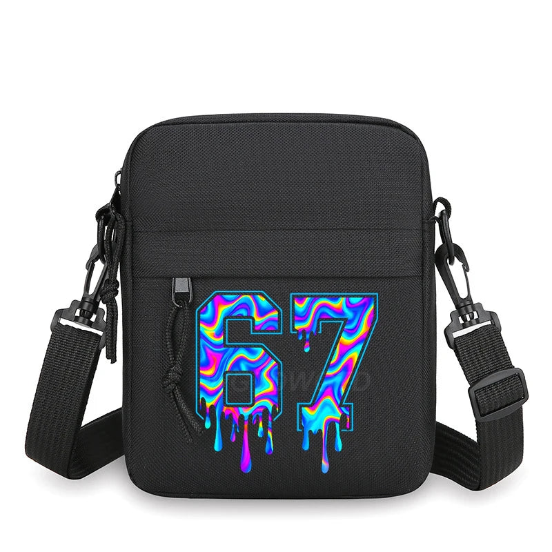 Punk Six Seven Kids Small Crossbody Bag Fashion 67 Meme Six Seven Trend Zipper Mini Mobile Phone Bags Men Women Shoulder Bag