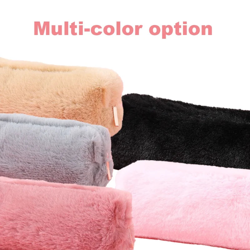 Kawaii Plush Pencil Case Cute Pen Box Large Capacity for Girls Storage Bag Student School Office Supplies Stationery