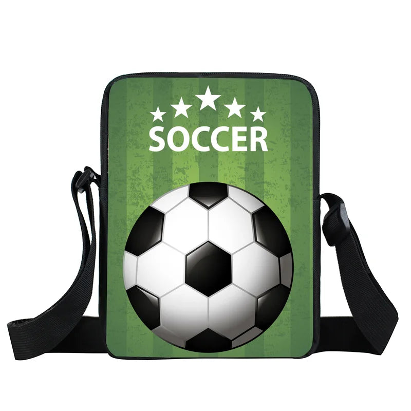 Cool Footbally / Soccerly Print Messenger Bag Girls Boys Handbags Children Shoulder Bag for Travel Kids Satchel Bookbags