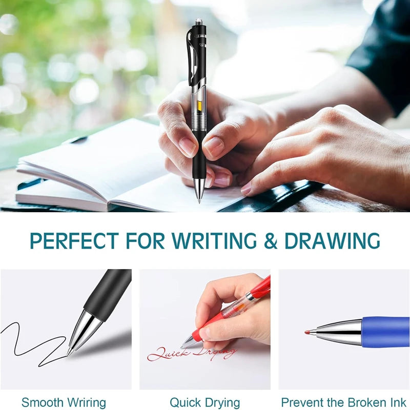 1-12PCS Retractable Red Blue Black Ink Gel Pens Colored Aesthetic Stationery Pen Supplies Ballpoint Office Pencil Writing School