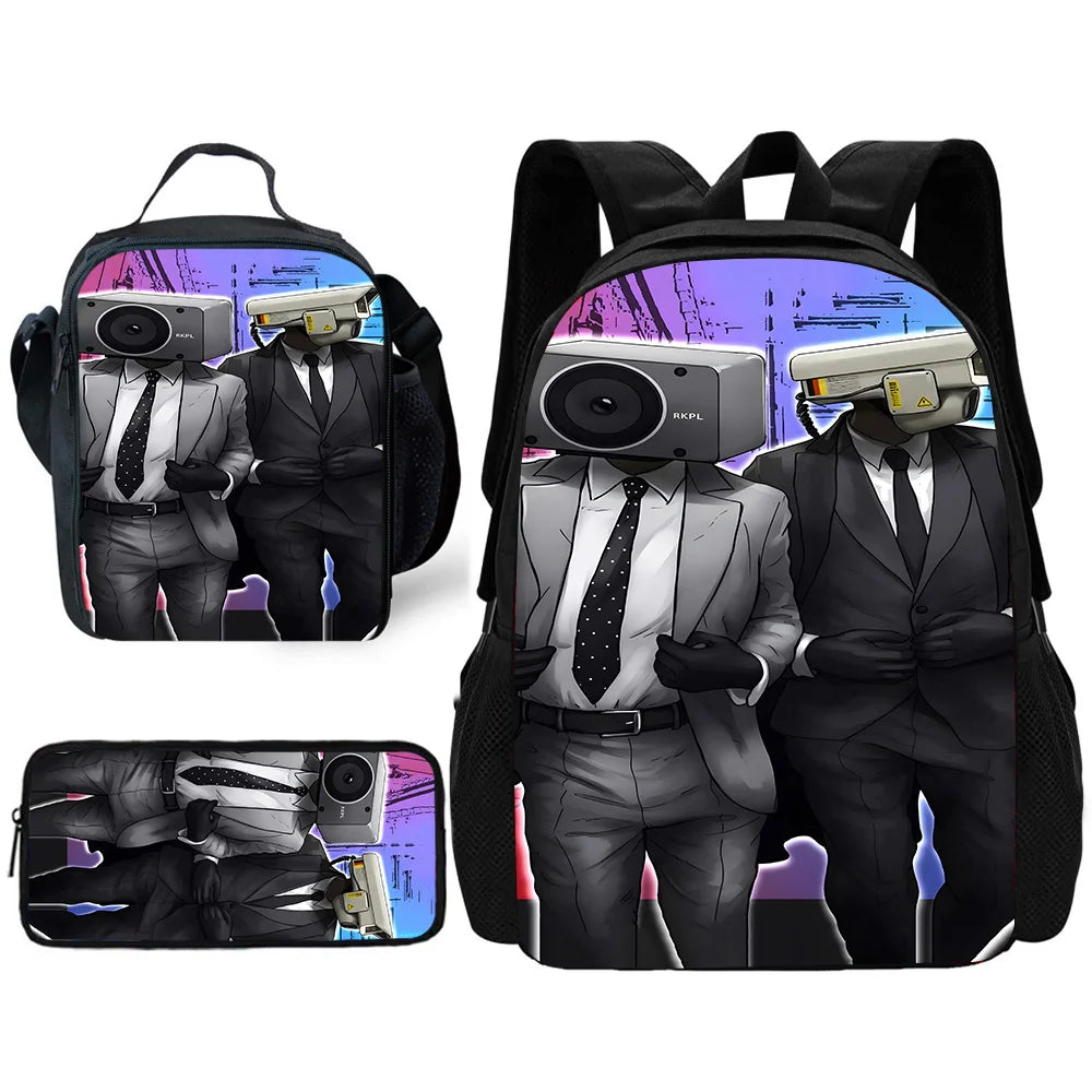 Child School Skibidi Toilet Backpack with Lunch Bags ,Pencil Bags ,School Bags for Boys Girls Best Gift