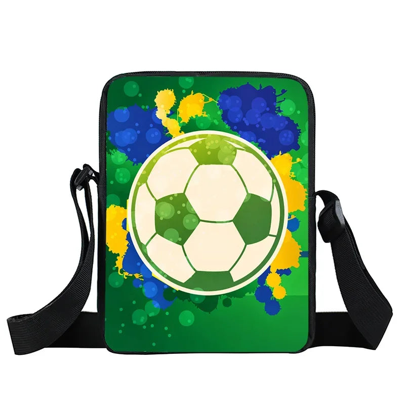 Cool Footbally / Soccerly Print Messenger Bag Girls Boys Handbags Children Shoulder Bag for Travel Kids Satchel Bookbags