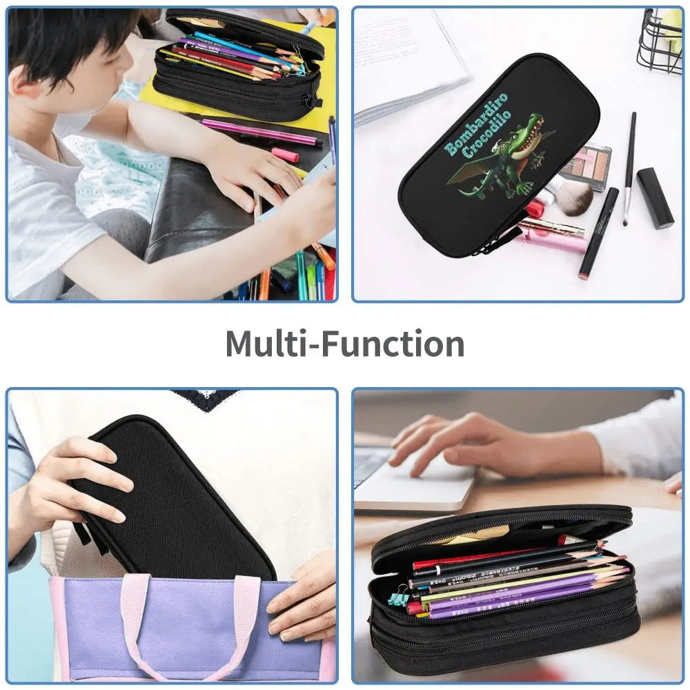 Italian Brainrot Tralalero Tralala Pencil Cases Pencil Pouch Pen Box for Student Big Capacity Bag School Supplies Stationery