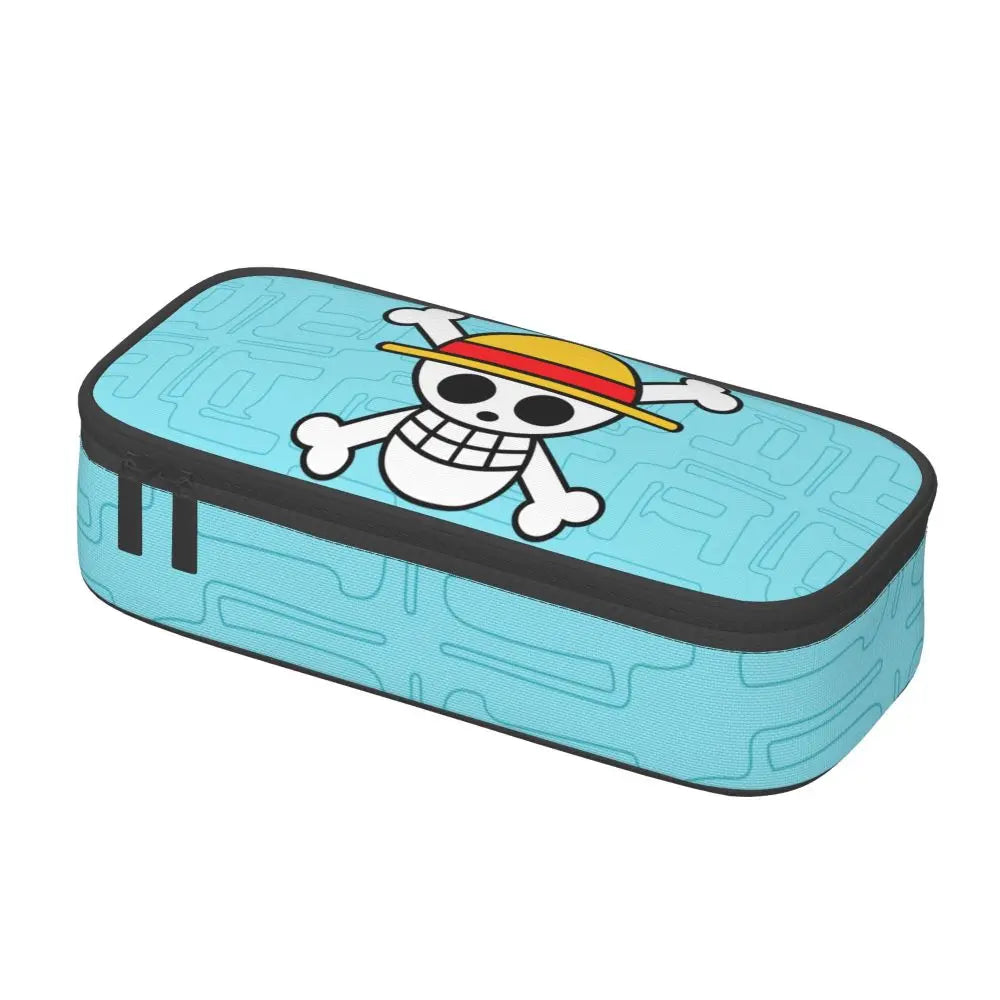 Custom One P-Pieces Cute Pencil Case Boys Girls Large Capacity Straw Hat Pirates Skull Pencil Bag Students Stationery