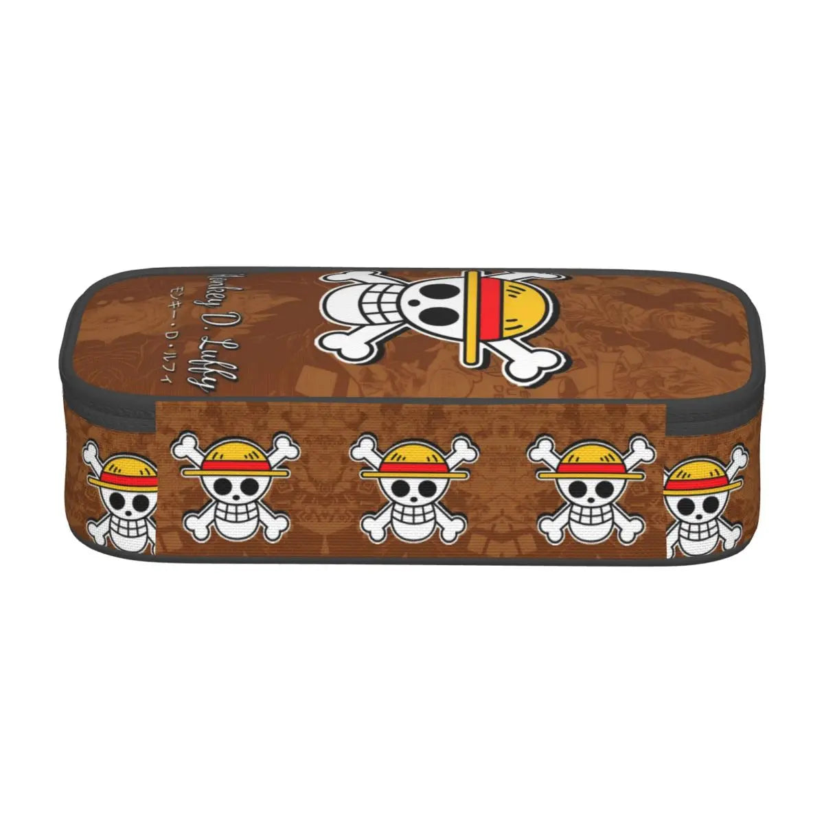 Custom One P-Pieces Cute Pencil Case Boys Girls Large Capacity Straw Hat Pirates Skull Pencil Bag Students Stationery