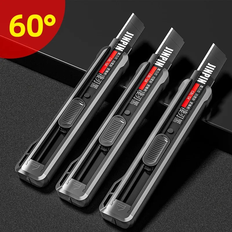 3pcs 18mm Retractable Utility Knife Heavy Duty Durable Non Slip Box Cutter Carton Package Opener with 10pcs Black Steel Blades