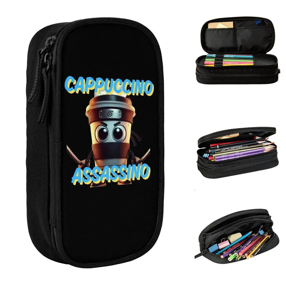 Italian Brainrot Tralalero Tralala Pencil Cases Pencil Pouch Pen Box for Student Big Capacity Bag School Supplies Stationery
