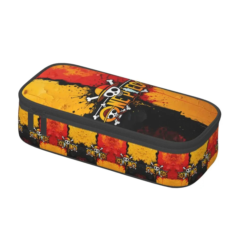 Custom One P-Pieces Cute Pencil Case Boys Girls Large Capacity Straw Hat Pirates Skull Pencil Bag Students Stationery