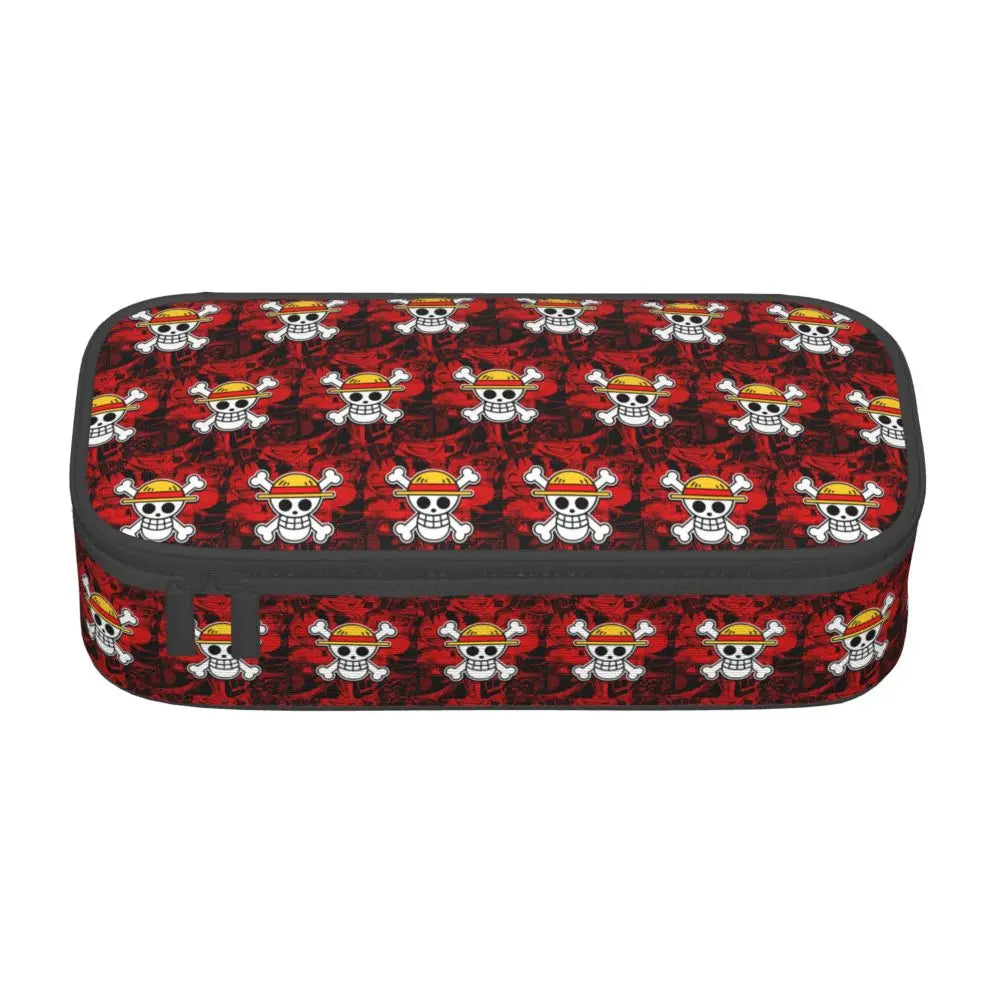 Custom One P-Pieces Cute Pencil Case Boys Girls Large Capacity Straw Hat Pirates Skull Pencil Bag Students Stationery