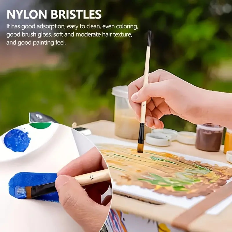36pcs Premium Artist Paint Brush Set - Versatile Nylon Bristle Brushes For Acrylic, Oil & Watercolor - Includes Round, Filbert,