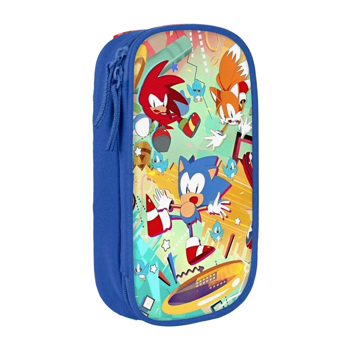 Cartoon Pencil Cases Cute Blue Hedgehogs Shadow  Pen Box Bags Student Large Storage School Supplies Zipper Pencilcases