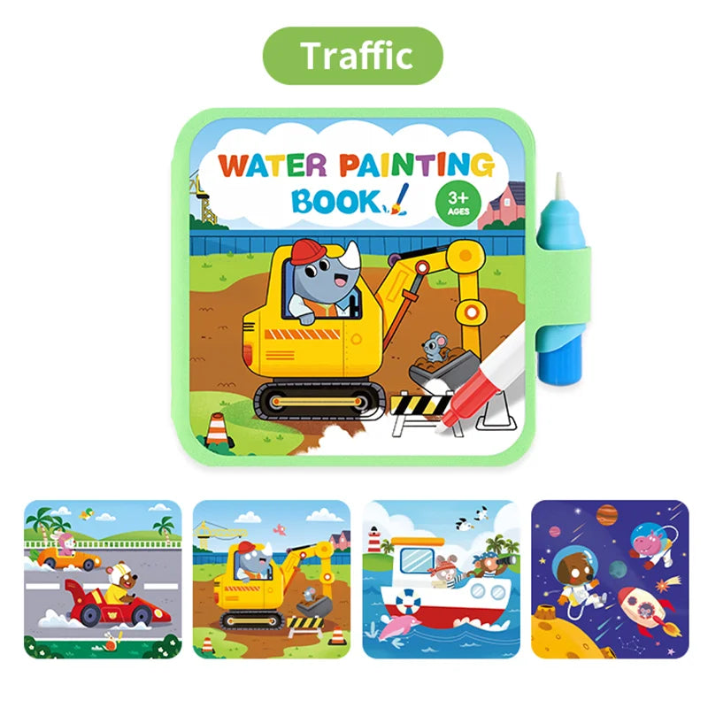 Reusable Water Drawing Doodle Book with Magic Pen, Kids Coloring Drawing Board, Early Educational Toy, Birthday Gift for Kids