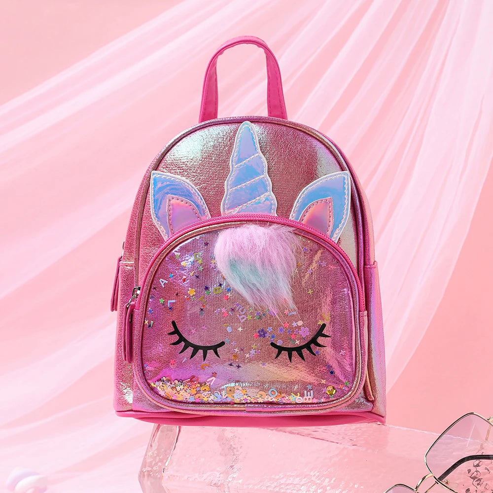 Sequin Unicorn Cute PU and Plush Children's Student Backpack Cartoon Fashion Kids School Bag Cartoon Princess Girls Backpacks