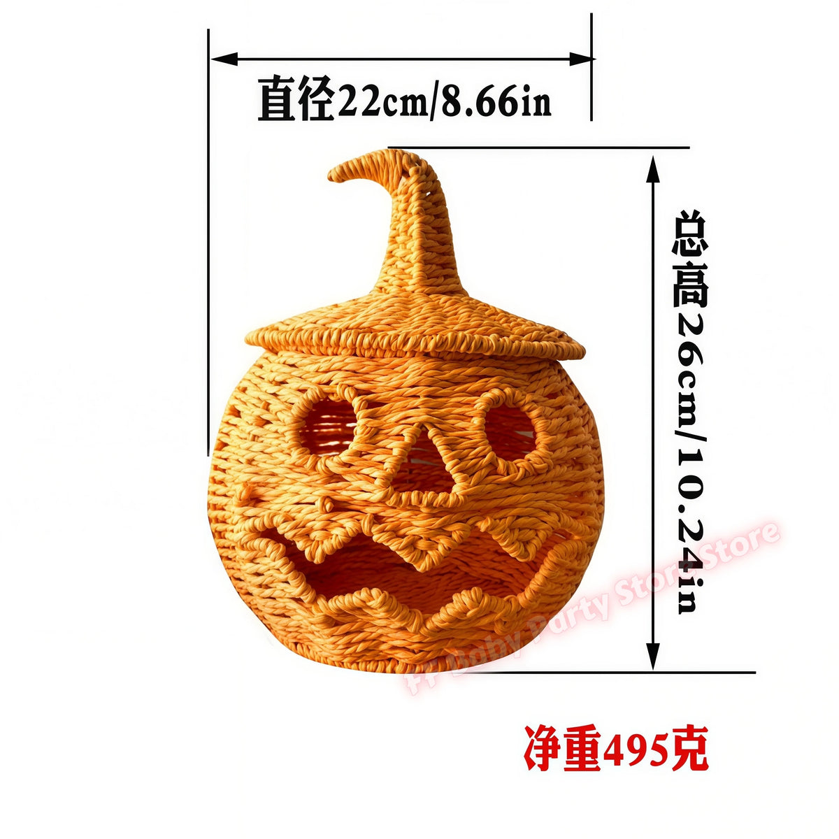 Halloween Decorations Hand-Woven Wicker Pumpkin Lantern Witch Hat Storage Box Home Decorative Statue Ornaments Christmas Decor