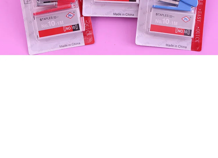 1Set Random Color Mini Size Stapler Set Solid Office Stationery Student Use For No. 10 Staples