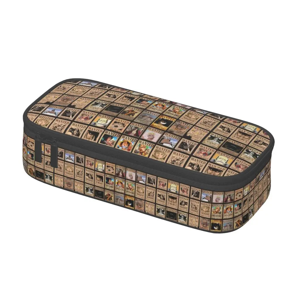 Custom One P-Pieces Cute Pencil Case Boys Girls Large Capacity Straw Hat Pirates Skull Pencil Bag Students Stationery
