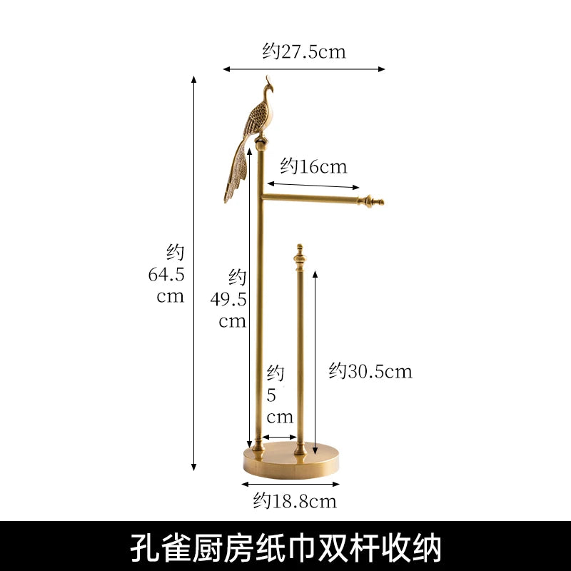 Retro Brass Bird Towel Ring Storage Rack Perforation-free Towel Rack for Bathroom and Bathroom Paper Towel Storage Wall Hanging