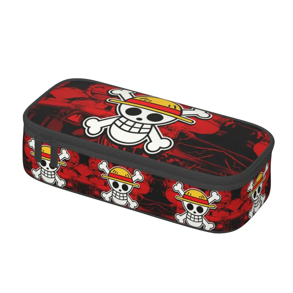 Custom One P-Pieces Cute Pencil Case Boys Girls Large Capacity Straw Hat Pirates Skull Pencil Bag Students Stationery