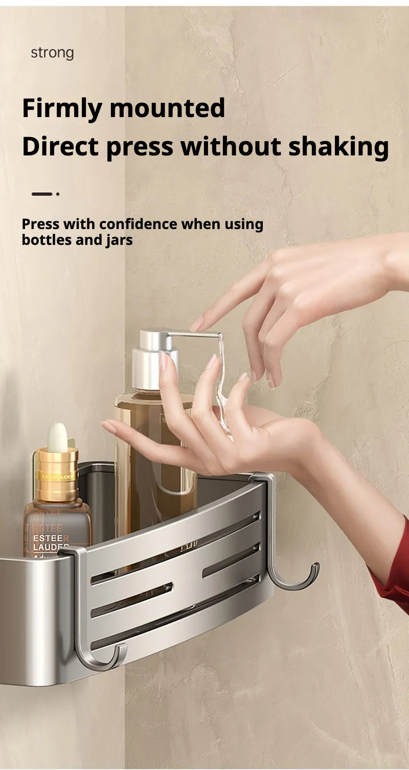 Punch-Free Bathroom Shelf Wall Mounted Shampoo Makeup Storage Holder Kitchen Toilet Square Self Adhesive No Drill Shower Shelves