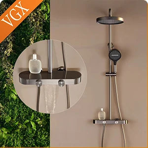 VGX Shower System Set Bathroom Shower Faucet Set 3-way Rainfall Shower Set Shower Mixer Crane with Hand Shower Set Grey White