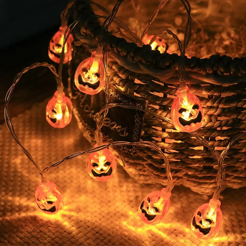 Halloween Led Lights String Twinkle Party Festoon Light Decoration Skull Pumpkin Bat Outdoor Lights Garland Street Portable