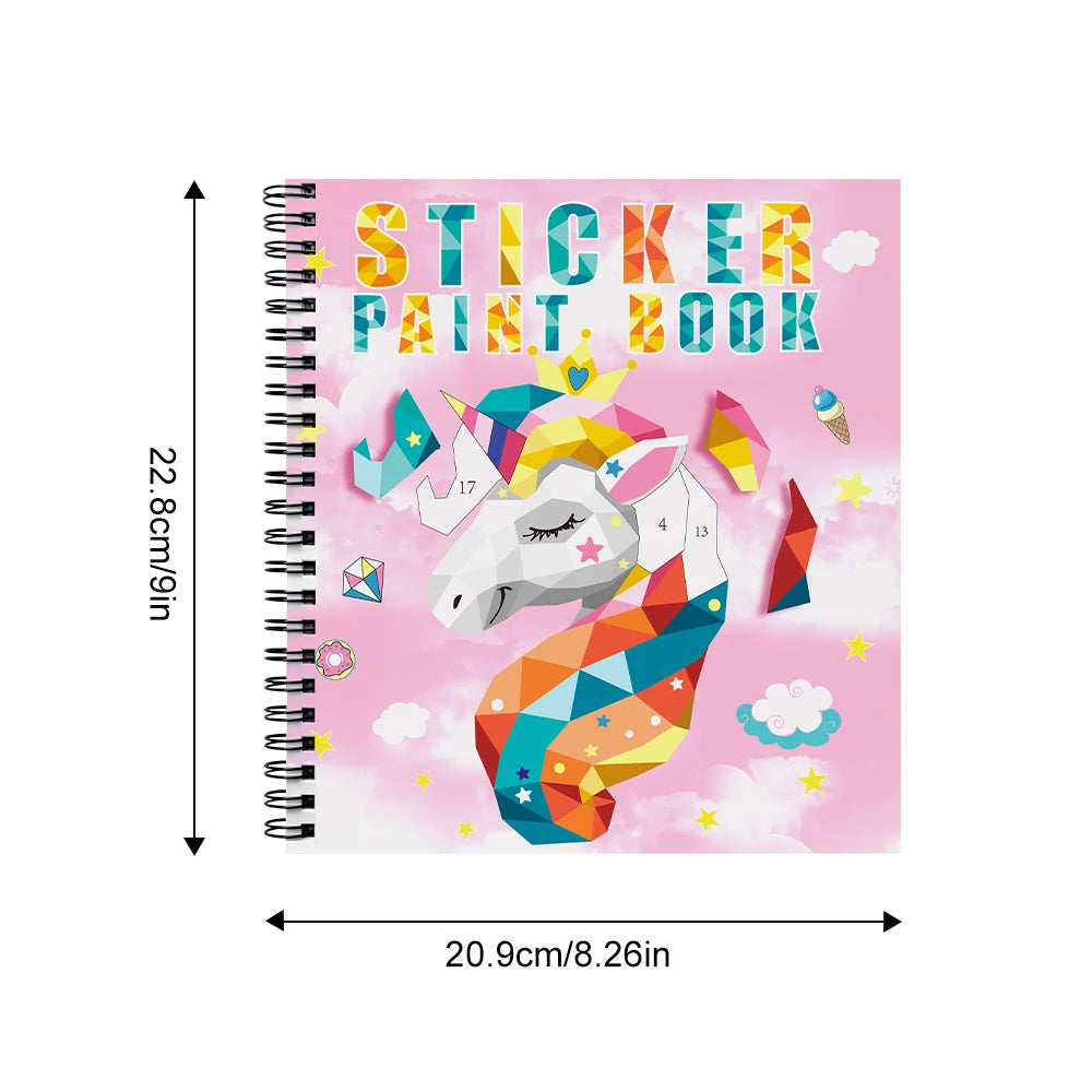 1-6PCS Sticker Book For Kids Unicorn Sticker Paint Book Mermaid Children's Sticker By Number For Birthday Gift Girls Stationery