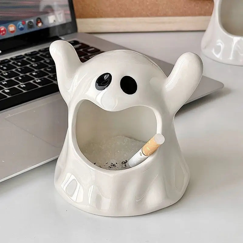 Halloween Cute Ghosts Ghosts Ashtrays Ceramic Candlestick Creative Small and Popular Gift and Ornament Home Living Room