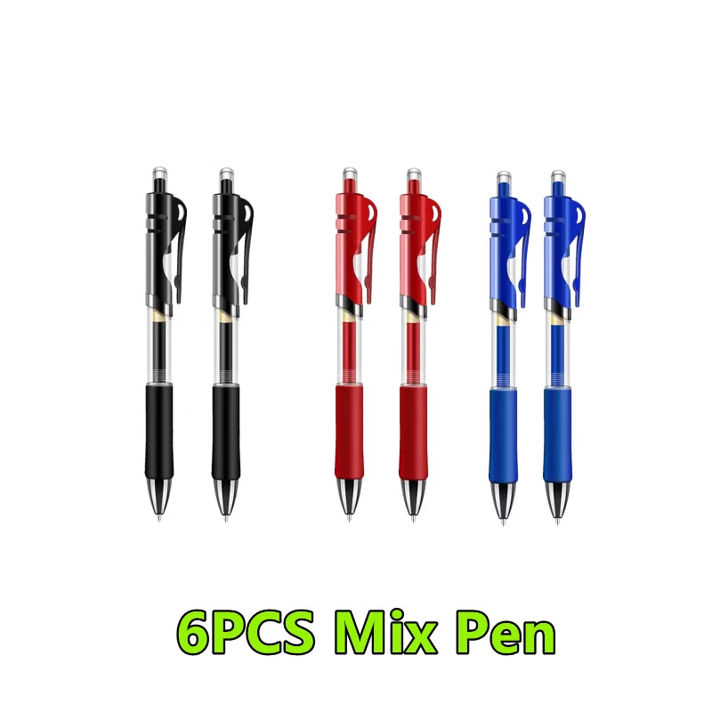 1-12PCS Retractable Red Blue Black Ink Gel Pens Colored Aesthetic Stationery Pen Supplies Ballpoint Office Pencil Writing School