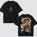 Demon Slayer Men's Women's Washed T-Shirt  Retro Washed T-shirt Summer Unisex Loose and Breathable Cotton T-shirt Top