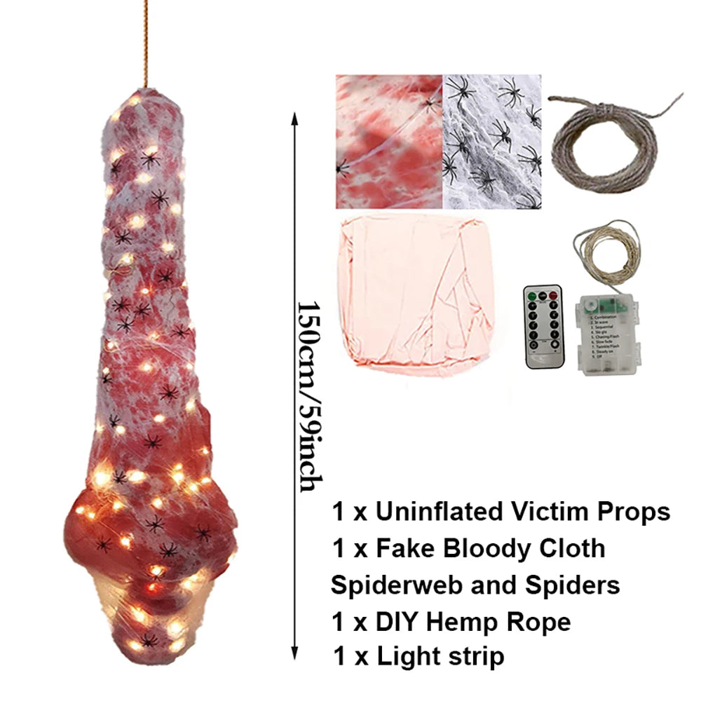 Halloween Dead Props Horror Outdoor Decoration Creepy Corpse Lamp Set Scary Fake Victim Haunted House Home Hanging DIY Halloween