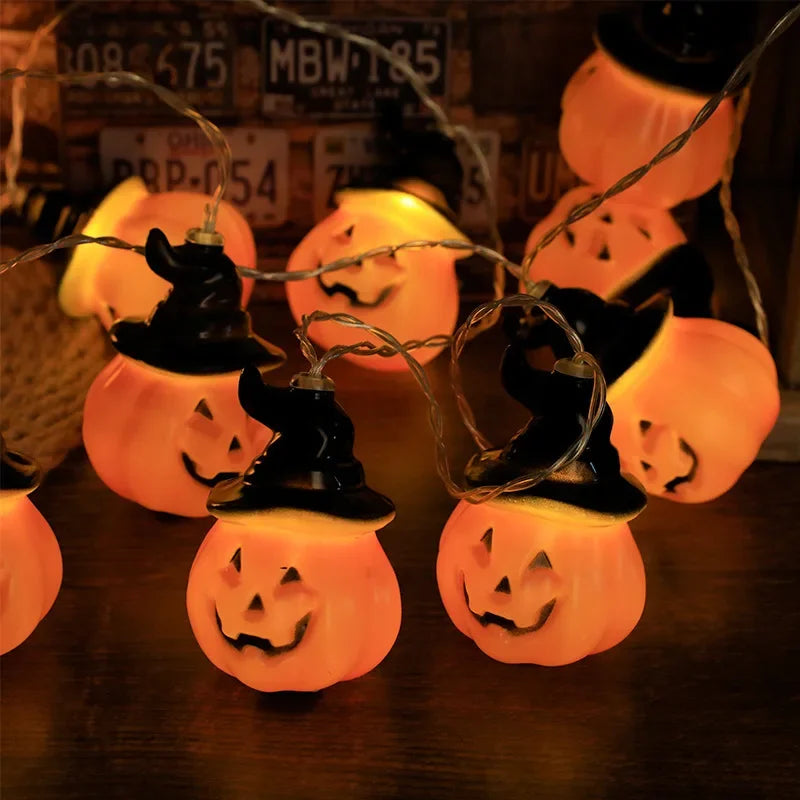 Halloween Led Lights String Twinkle Party Festoon Light Decoration Skull Pumpkin Bat Outdoor Lights Garland Street Portable