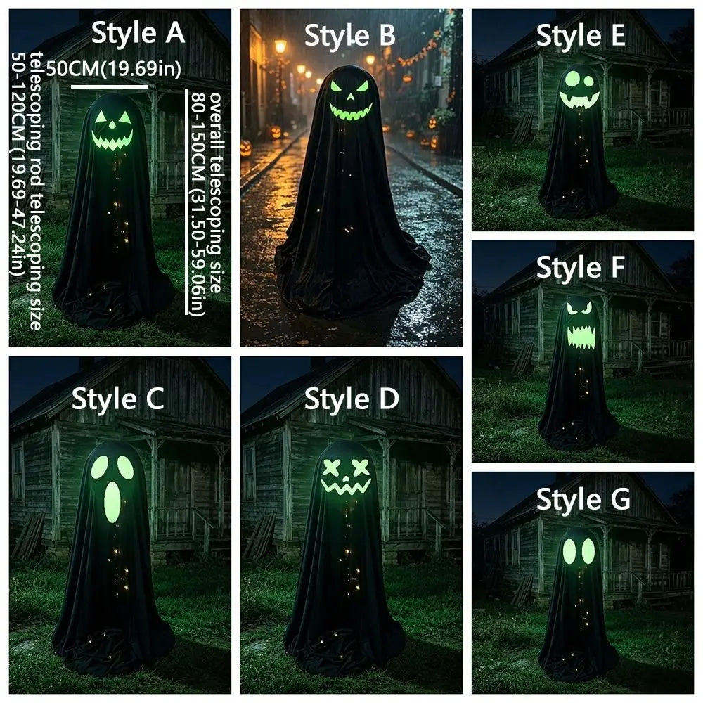 Luminous Halloween Standing Ghost Decor Adjustable Gothic Outdoor Light-up Ghost ED Lights Soft LED Lights