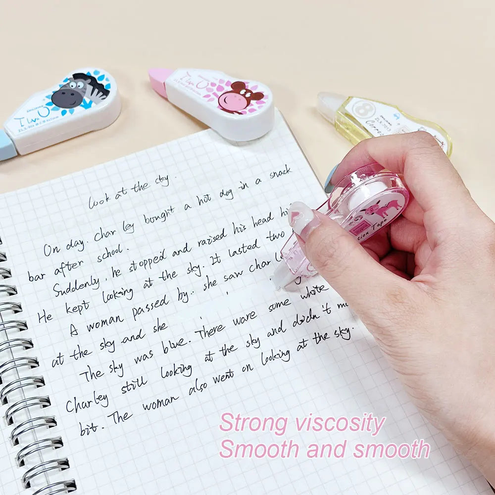 4Pcs Mini Correction Tape, Cartoon Cute Student Error Correction Supplies, Office Financial Correction Tape