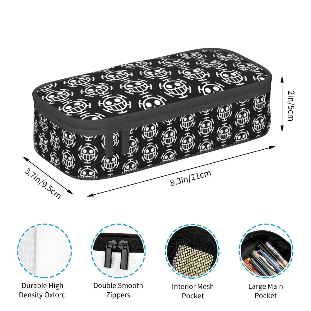 Custom One P-Pieces Cute Pencil Case Boys Girls Large Capacity Straw Hat Pirates Skull Pencil Bag Students Stationery