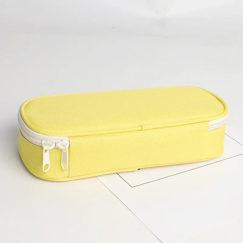1 Piece Simplicity Student Pencil Case Creative Fashion Solid Color Pencil Bag High Capacity Canvas Stationery Storage Bag