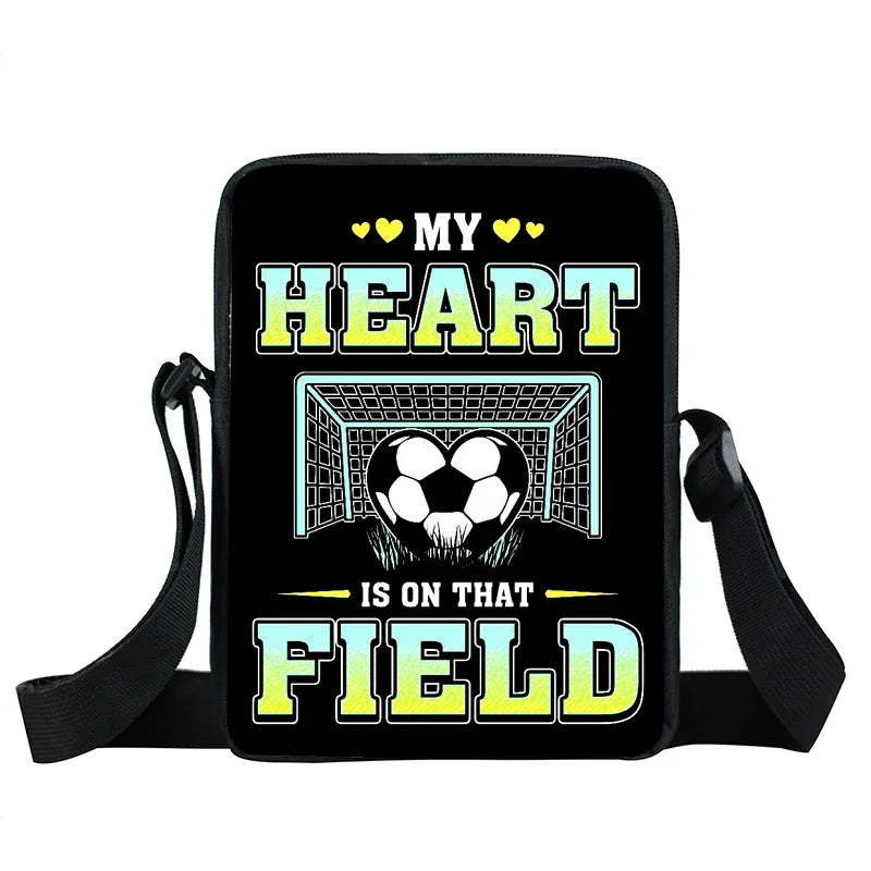 Cool Footbally / Soccerly Print Messenger Bag Girls Boys Handbags Children Shoulder Bag for Travel Kids Satchel Bookbags