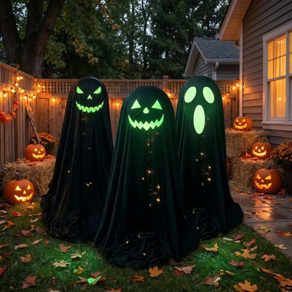 Luminous Halloween Standing Ghost Decor Adjustable Gothic Outdoor Light-up Ghost ED Lights Soft LED Lights