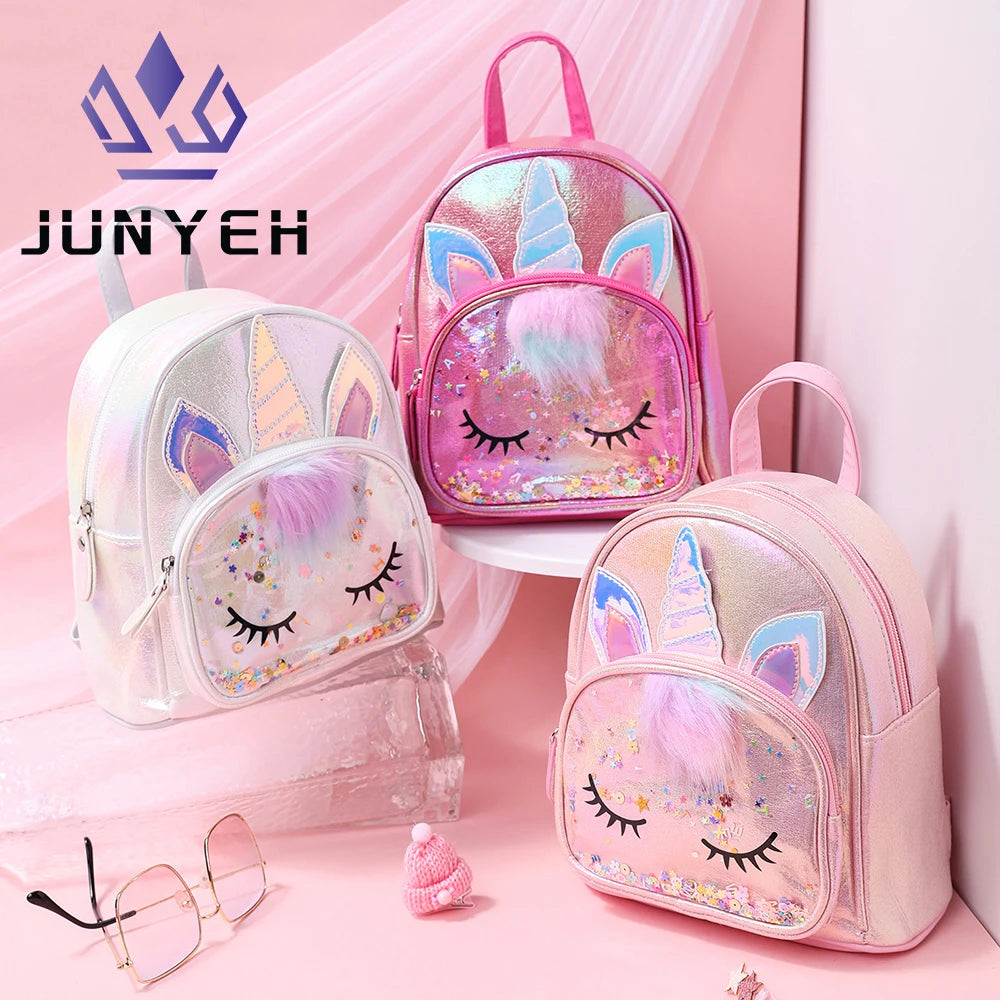 Sequin Unicorn Cute PU and Plush Children's Student Backpack Cartoon Fashion Kids School Bag Cartoon Princess Girls Backpacks