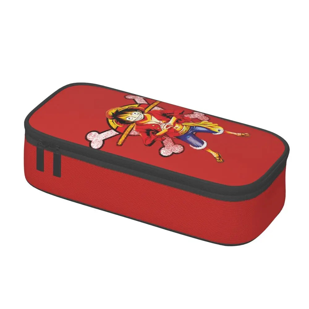 Custom One P-Pieces Cute Pencil Case Boys Girls Large Capacity Straw Hat Pirates Skull Pencil Bag Students Stationery