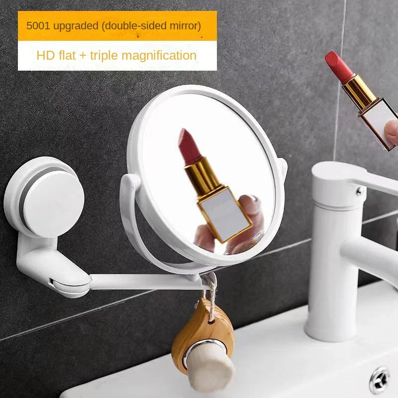 Wall Mirror Folding Arm Extend Bathroom Mirror Without Drill Swivel Bathroom Mirror Suction Arm Double Side Cosmetic Makeup