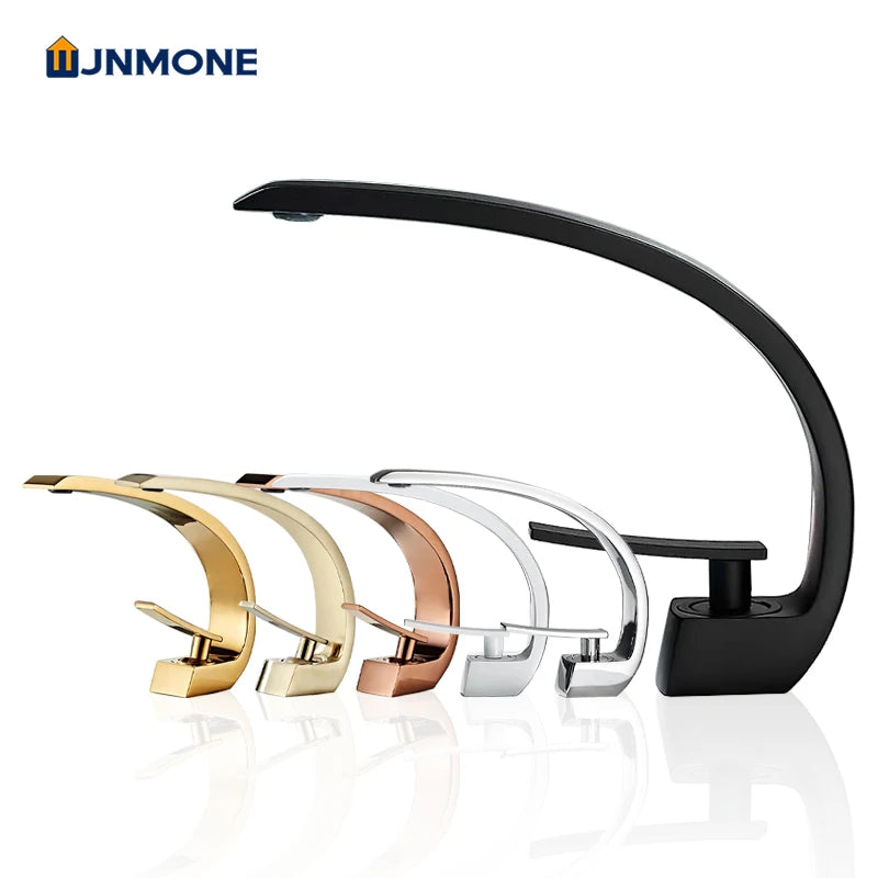 Modern Bathroom Sink Faucet Deck Mounted Brass Mixer Water Tap One Hole Crane Vanity Washbasin Black Basin Faucets for Bathroom