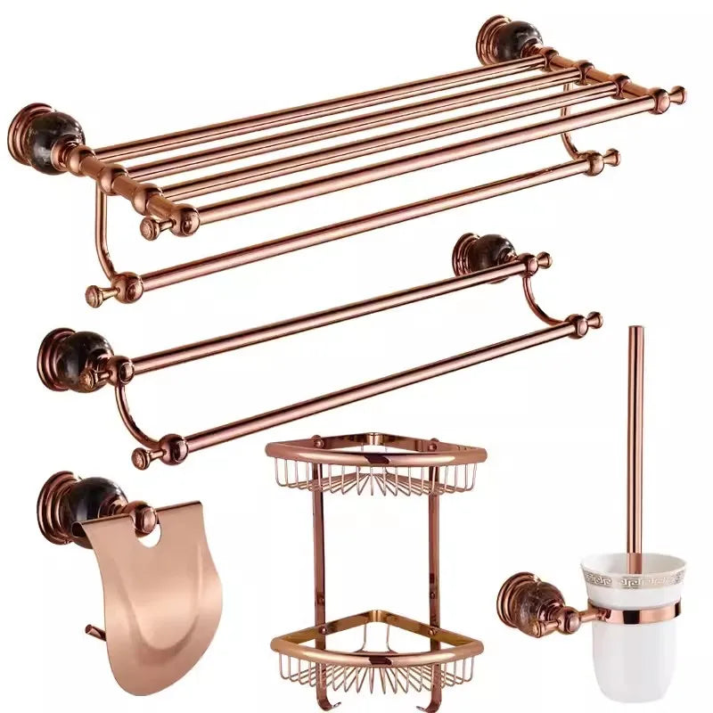 Bathroom Accessories Bath Shelf Rose Gold Paper Holder,Towel Bar,Soap Holder,Towel Rack,Glass Shelf,Hook bathroom Hardware Brass