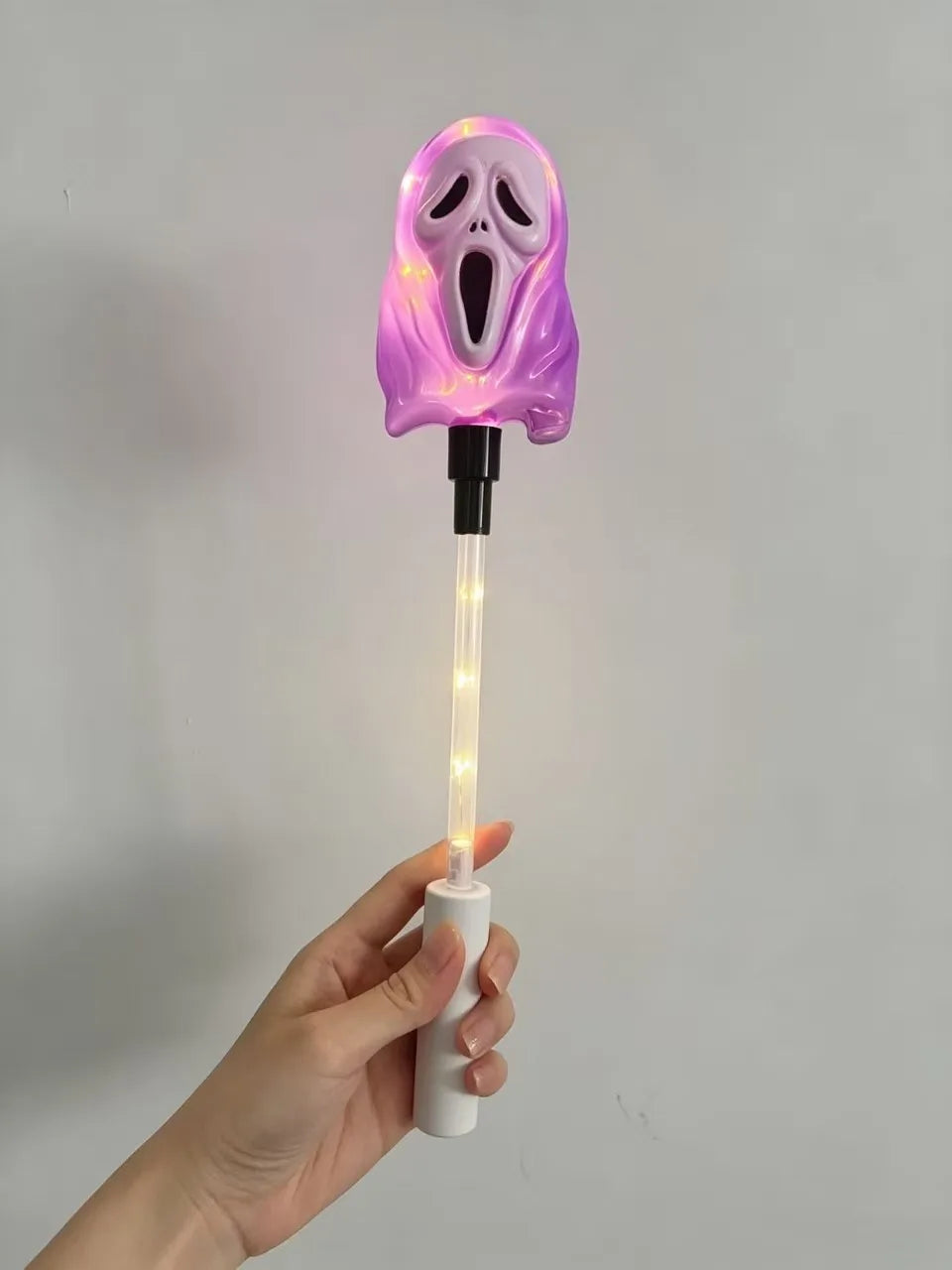 Halloween Ghost LED Light Up Wand,Battery Powered Glowing Scream Ghost Handheld Flashing Stick,Party Cosplay Decorations