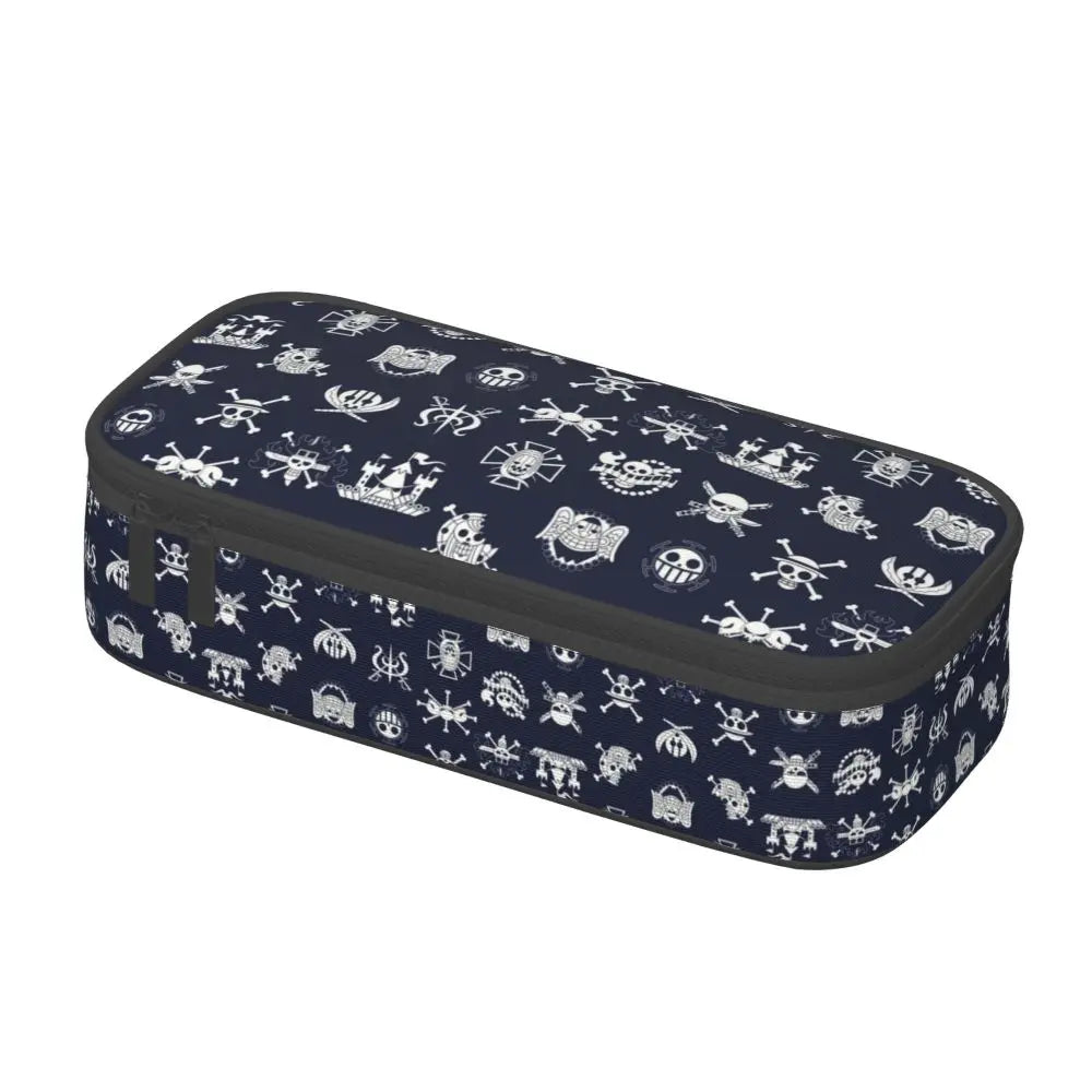 Custom One P-Pieces Cute Pencil Case Boys Girls Large Capacity Straw Hat Pirates Skull Pencil Bag Students Stationery