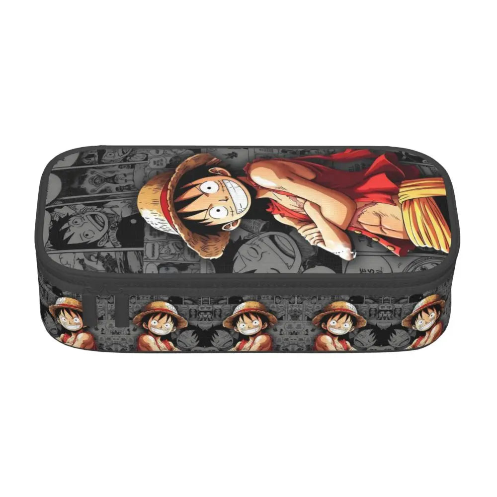 Custom One P-Pieces Cute Pencil Case Boys Girls Large Capacity Straw Hat Pirates Skull Pencil Bag Students Stationery